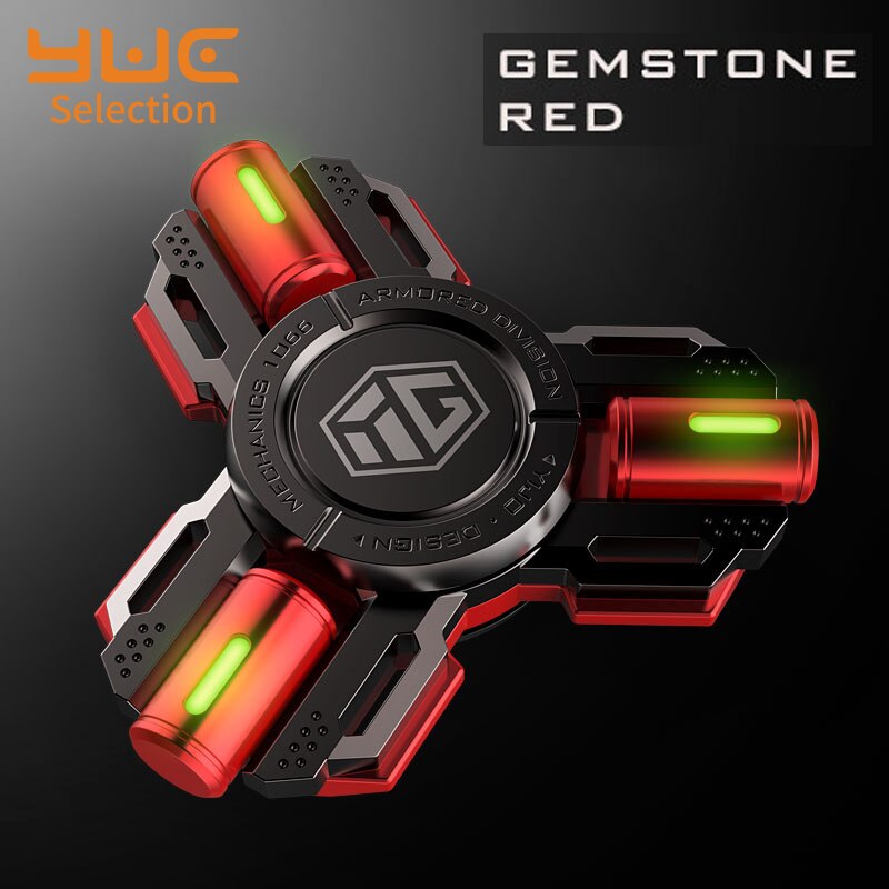 YUC LED Finger Spinner Light Hand Toys giocattoli antistress per adulti silenzioso R188 cuscinetto All Metal Fidget Spinner Glow giocattoli per ufficio: Red