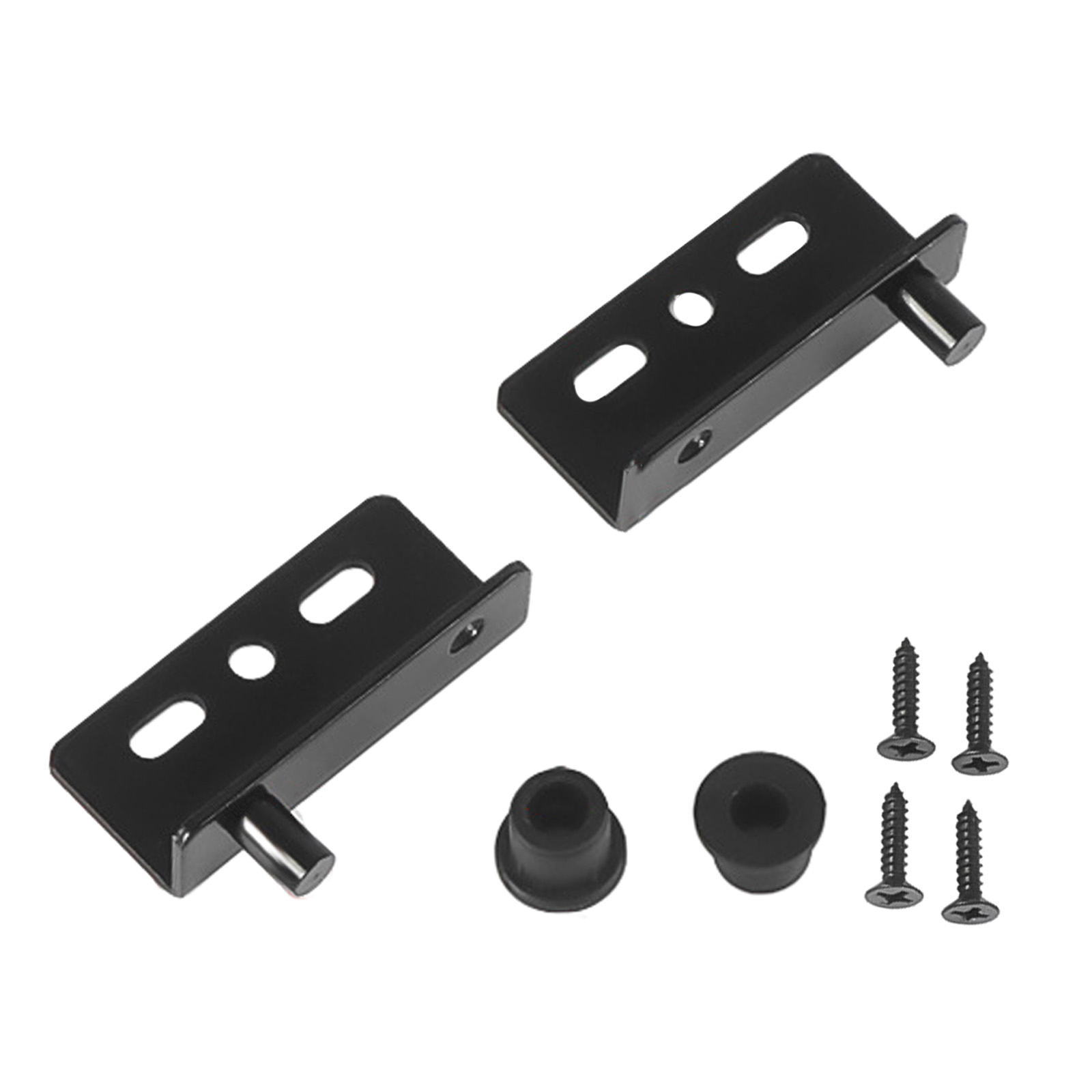 Jeu de charnières pivotantes à Angle droit en fer, pour portes en bois, Installation d'armoires de meubles avec vis, couvercles en plastique: Black