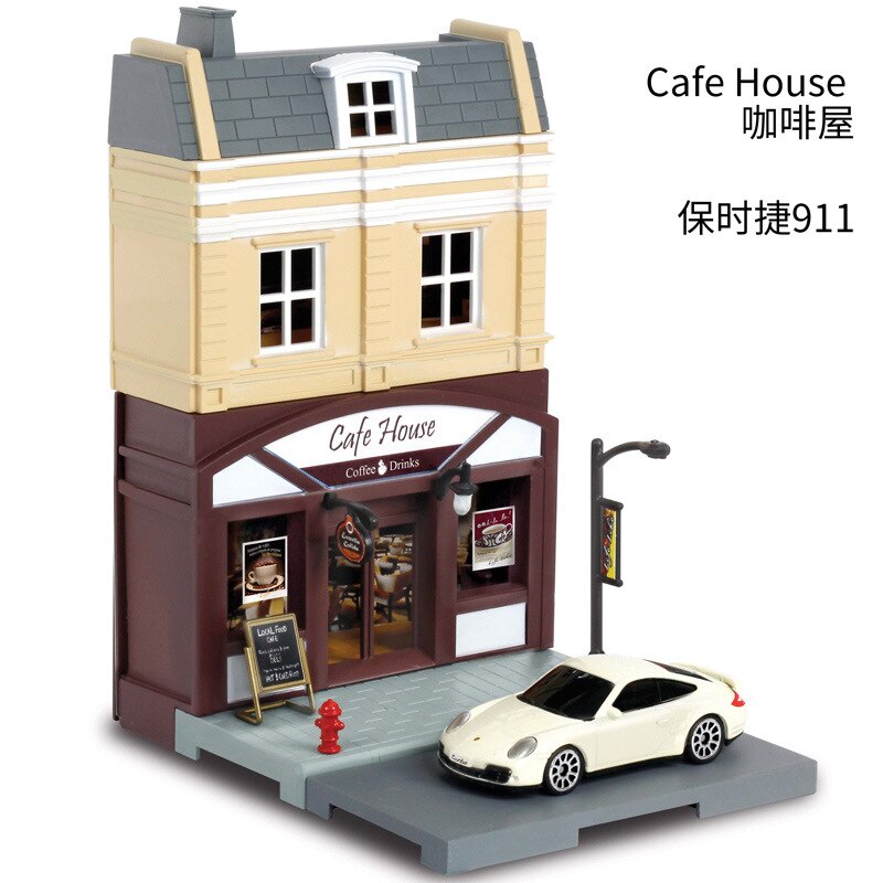 Yufeng City Europe Cabin Handmade DIY Assembled City Scene Architecture House Alloy Car Model Toy: 614004