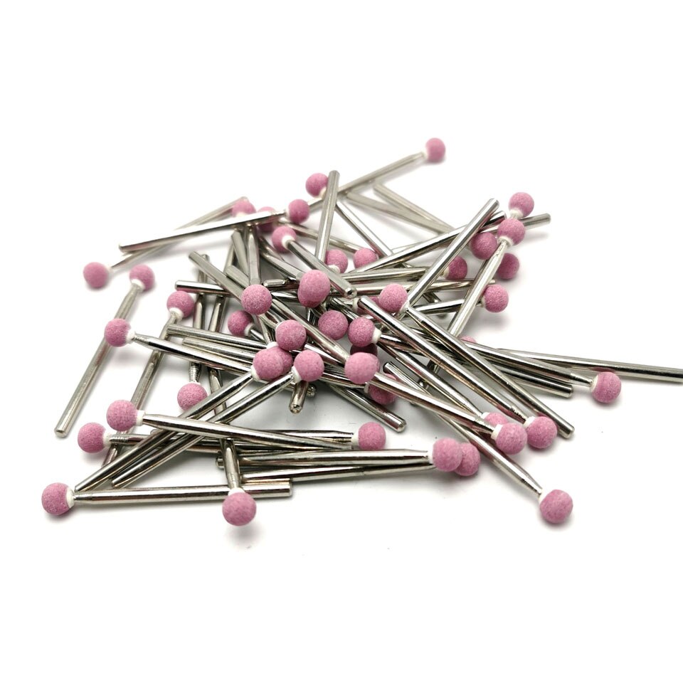 Hytoos 50 stk korund søm bor 3/32 &quot; roterende keramiske sten burr manicure cutters bore tilbehør neglebånd negle møller værktøj
