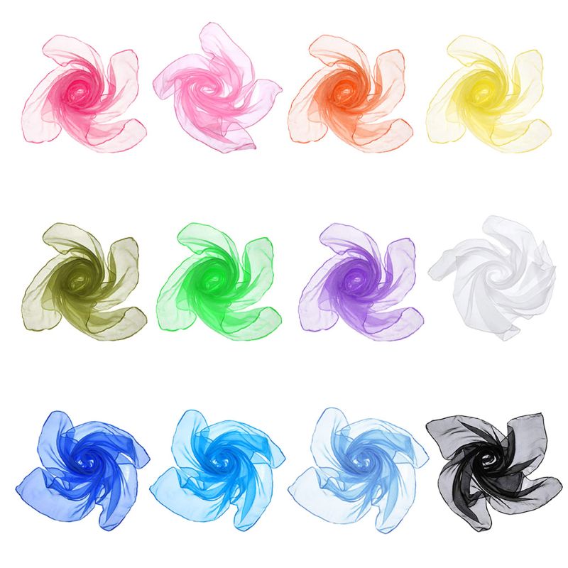 60x60CM Unisex Sailor Glitter Silky Square Neck Scarf Candy Color Lady Ribbon Handkerchief Dance Sheer Tulle Head Wrap 12 Colors