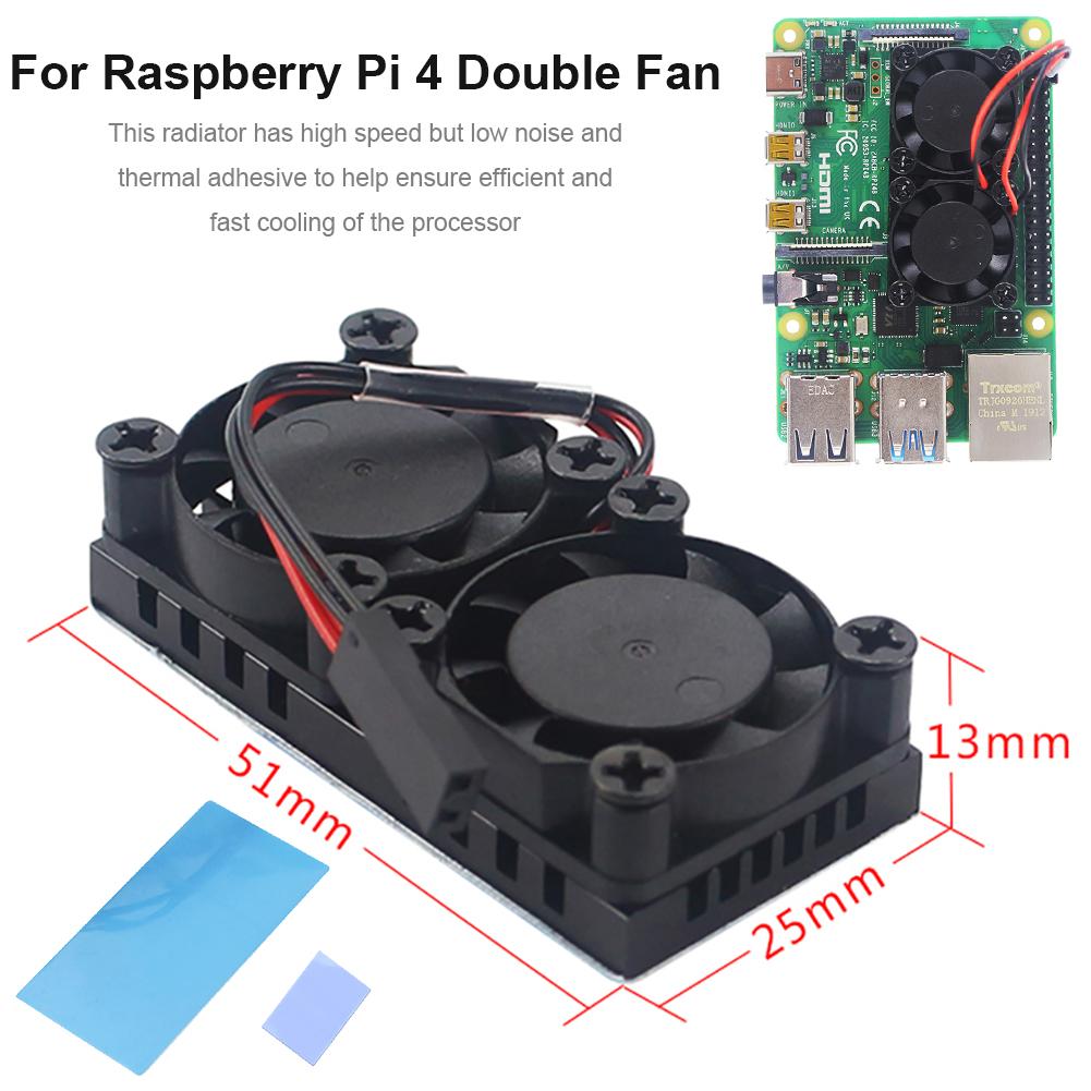 5V Dual Cooling Fan For Raspberry Pi 3 B+ 4 Generation Radiator With Thermal Adhesive With 2 Heat Sinks: Default Title