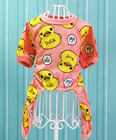 Cute Duck Dog Pajamas Cotton Small Dog Clothes Chihuahua Yorkie Bichon Pug Costume Puppy Clothing for Dog Jumpsuit: S / Pink