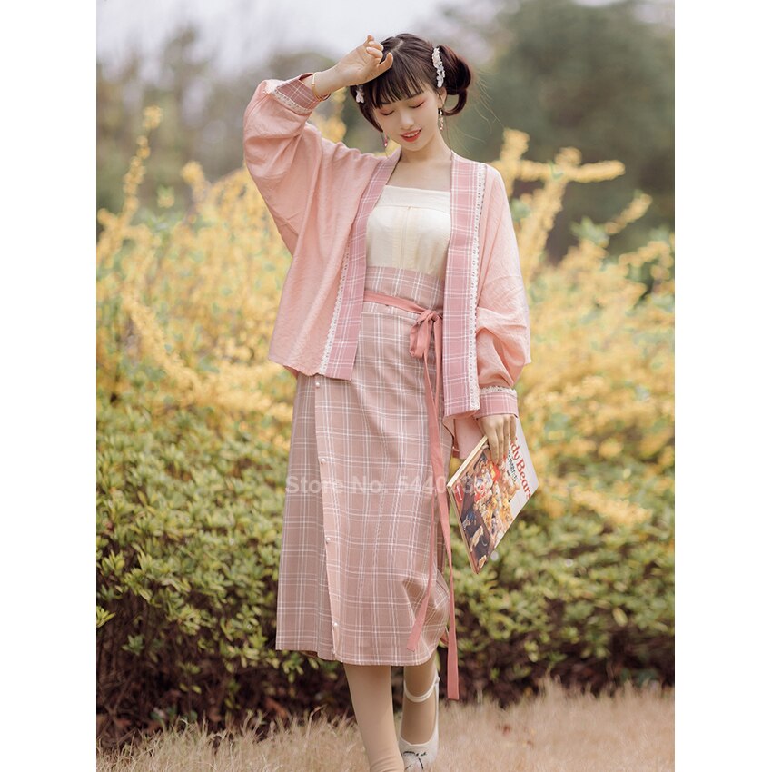 Song Dynasty Modern Hanfu Tencel Cardigan and Elastic Skirt - Four Seasons 四时春 (Preorder)