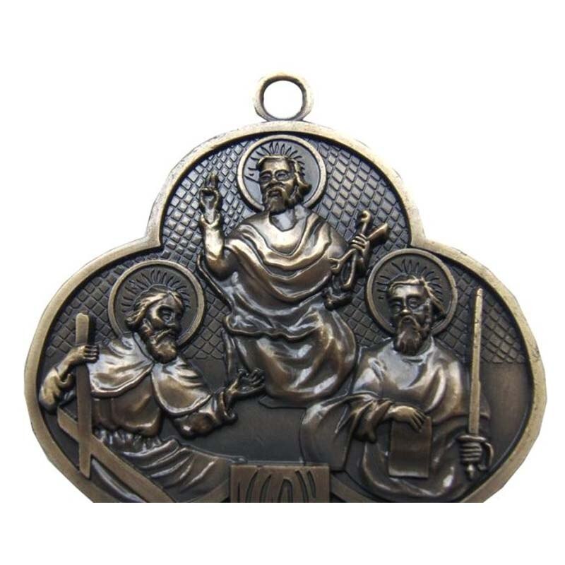 32.5 CM Muur Kruis Carving De Twaalf Apostelen Icoon Jezus Kruis Hanger Ornamenten Jesu Kruisbeeld rood Lam van God INRI desk Decor