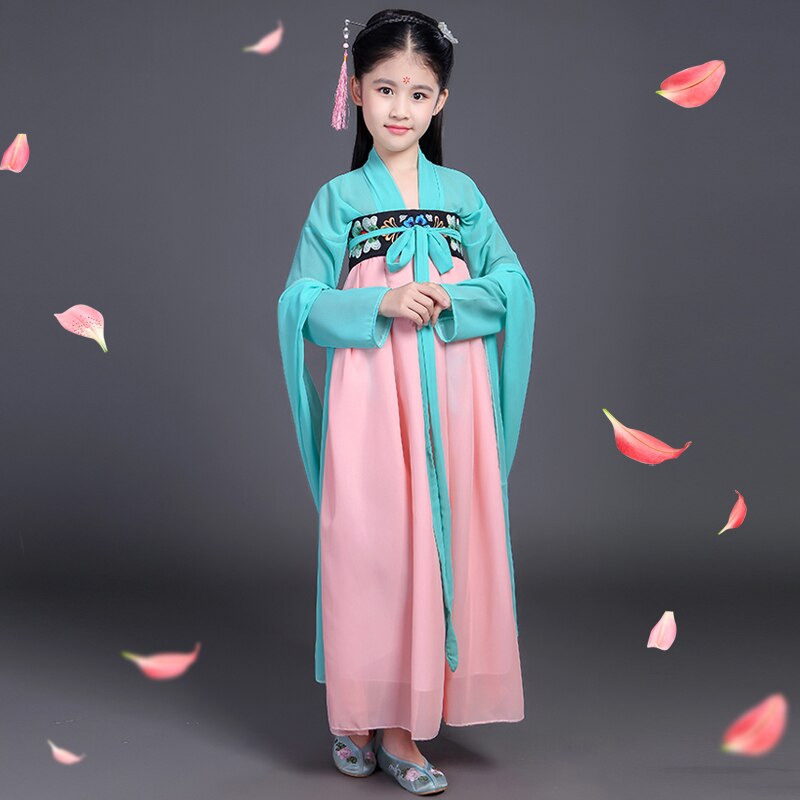 Costumes de danse traditionnelle chinoise femme dynastie Qing robe de Performance ancienne fée Hanfu pour fille nouvel an imprimé Tangsuit: Pink / 100cm