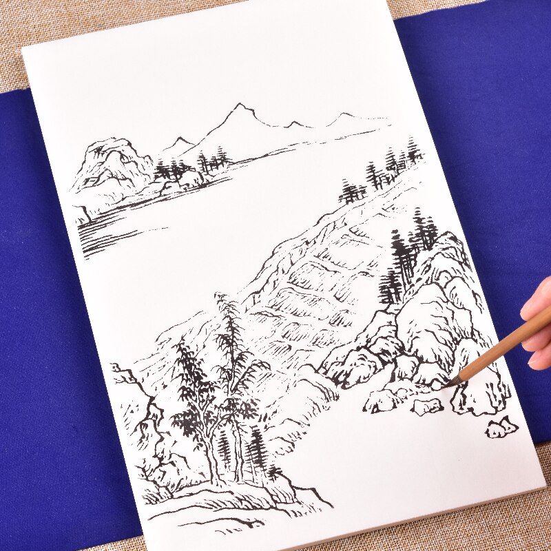 126 Sheets Landscape Painting Album Tracing Drawing Manuscript Ripe Rice Paper Drawing for Beginners Watercolor Chinese Painting