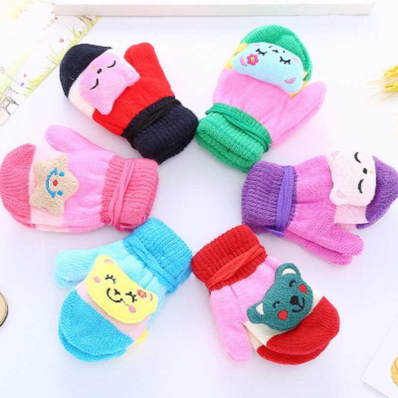 0-3 jahre alt Baby Gestrickte Warme Handschuhe Junge/Mädchen Nette Karikatur Winter Baby Nette Finger Handschuhe freundlicher der Handschuh Karikatur Handschuhe