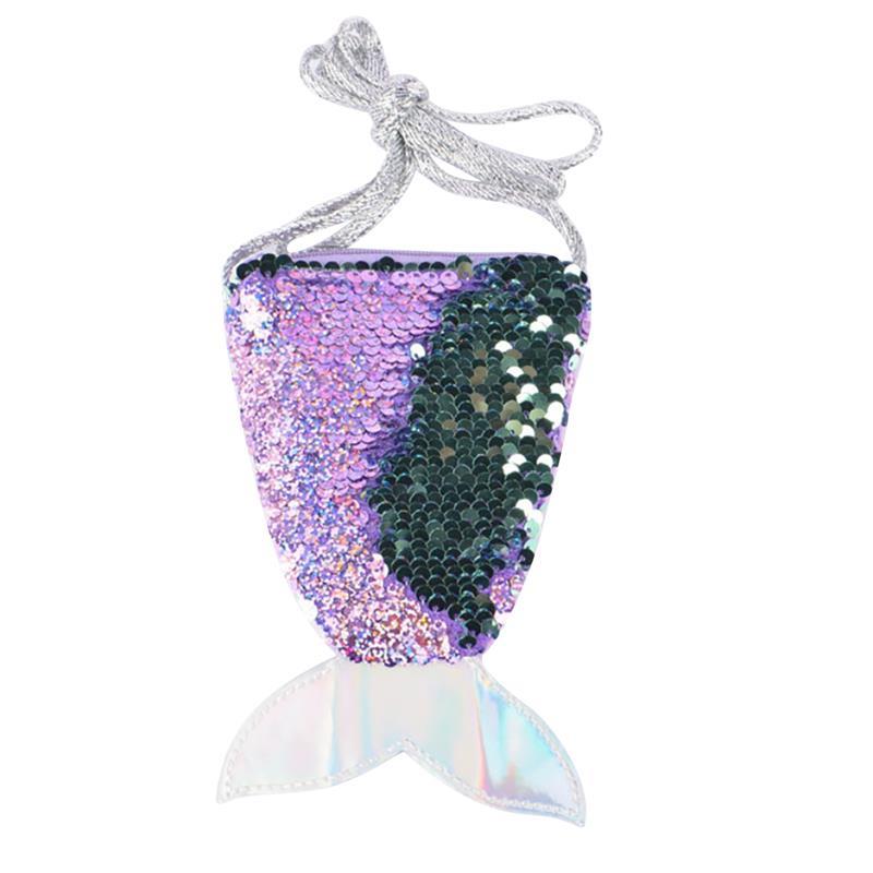 Pailletten Mermaid Staart Portemonnee Kids Mermaid Staart Vorm Pailletten Mini Schoudertas Rits Portemonnee kinderen tas