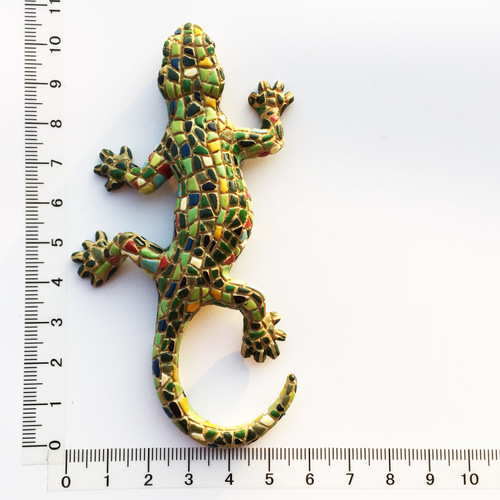 Barcelona, Spain Tourism Commemorative 3D Mosaic Lizard Town House Evil Crafts Magnet Fridge Magnet: Green