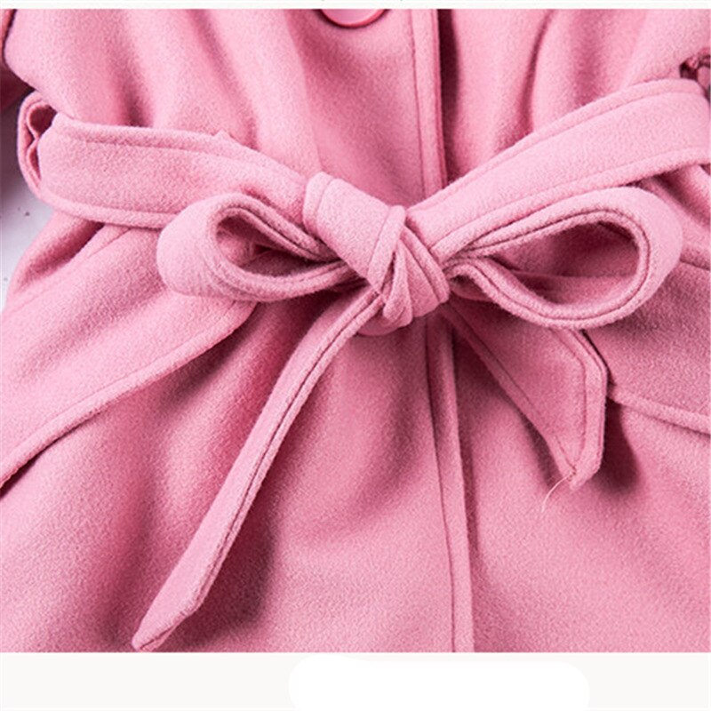 Girls Wool Long Coats with a Belt Teen Winter Coat Belted Quilted Bee Pattern Clothing For Kids Trench Coat Belt Buckles