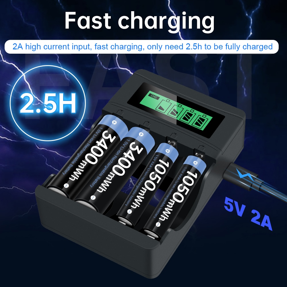 1.5V AA Rechargeable Battery 3400mWh Rechargeable Battery AA 1.5V for Controller Camera AA 1.5V Rechargeable Battery AA 1.5V