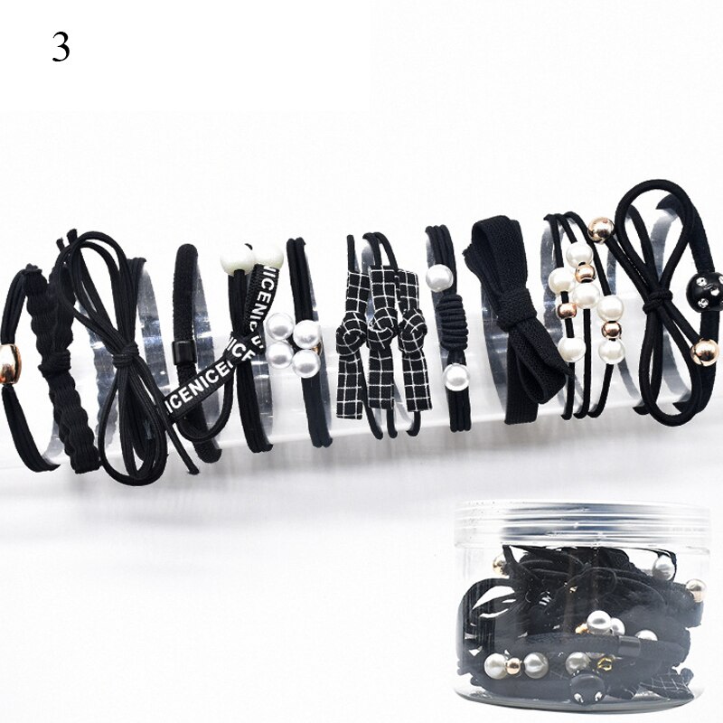 12Ps/Set Elastic Hair Bands For Hair Tie Blue Pink Women Girls Korean Flower Pearl Hair Bands Ponytail Holder Hair Accessories