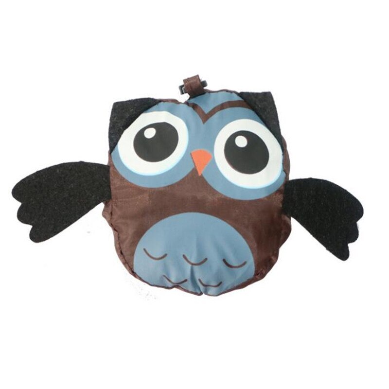 Simpatico sacchetto della spesa pieghevole a forma di gufo animale borsa riutilizzabile borsa a tracolla da viaggio portatile borse pieghevoli organizer per la casa: marrone