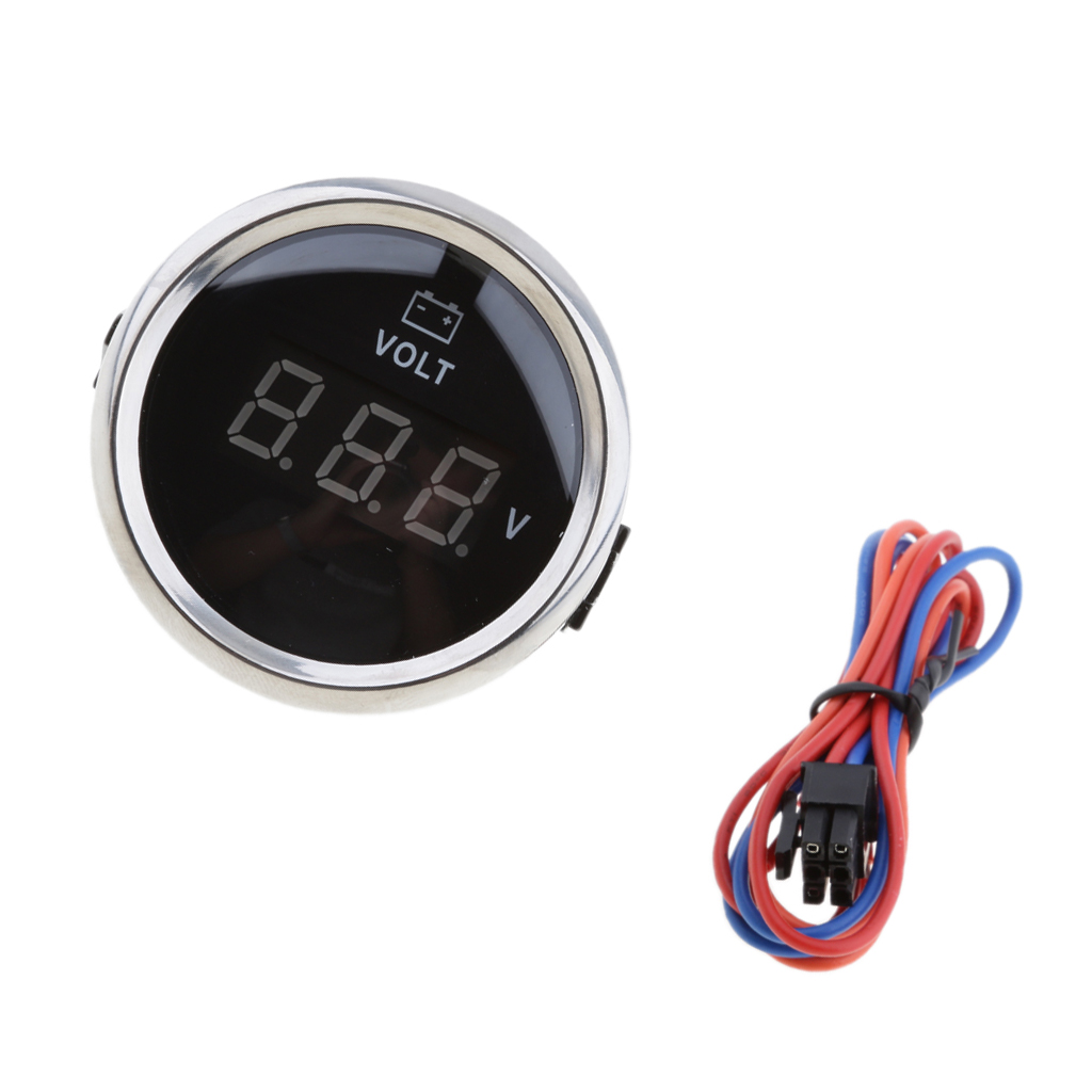 Marine Car Truck 2&#39;&#39;52mm Digital LED Volt Voltage Gauge Meter Black Universal