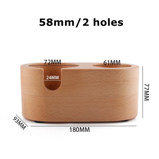 58mm Solid Wunalt Wooden Coffee Filter Tamper Holder Stand Espresso Distributor Mat Support Base Rack Barista Tools Accessories: 58mm 2 holes Beech