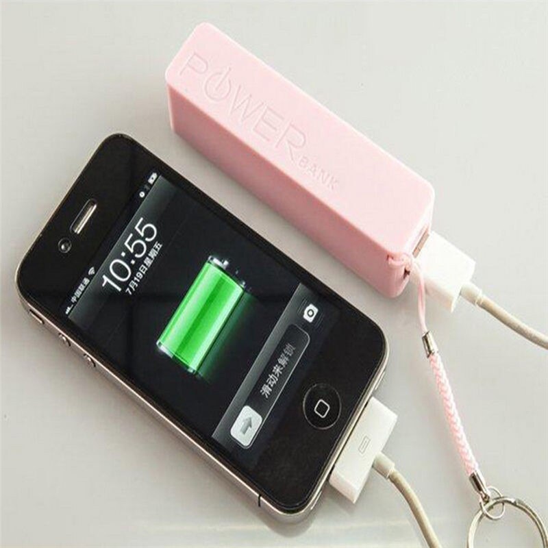 Powerbank med nøglering usb bærbar 2600 mah ekstern power bank case pakkeboks 18650 batterioplader intet batteri