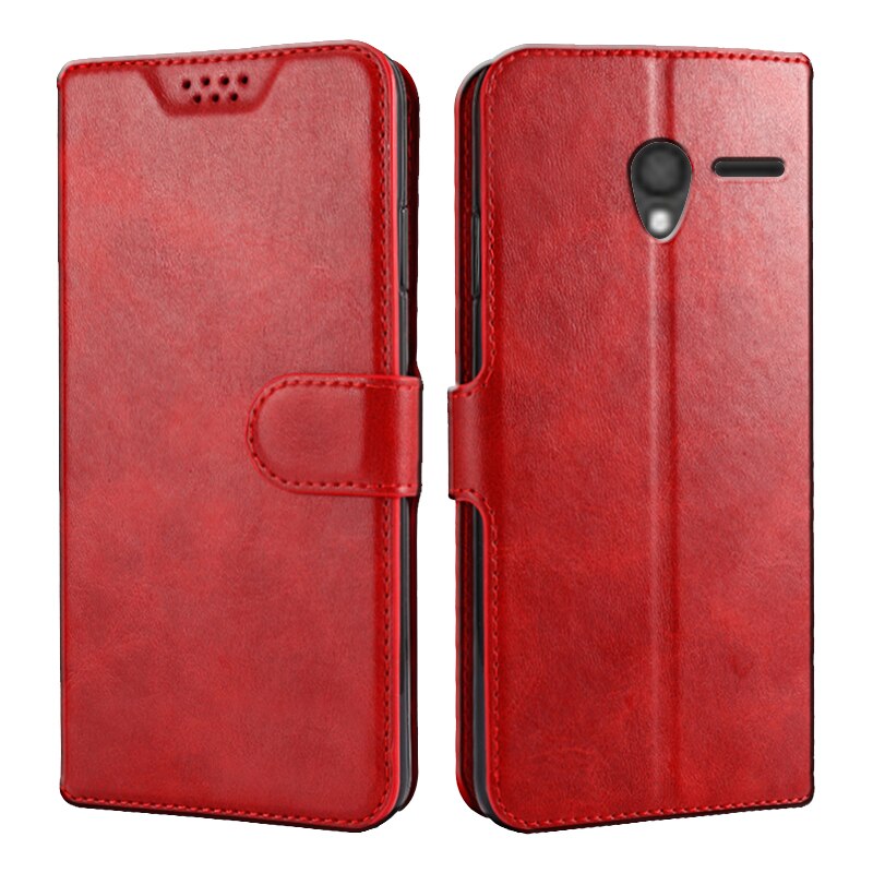 Business Magnetic Leather Flip Stand Phone Case for Alcatel One Touch Pixi 3 4.5 4G Version 5017D 5019D 4027D Wallet Cover: Pixi 3 4027D 4.5inch / 5Red