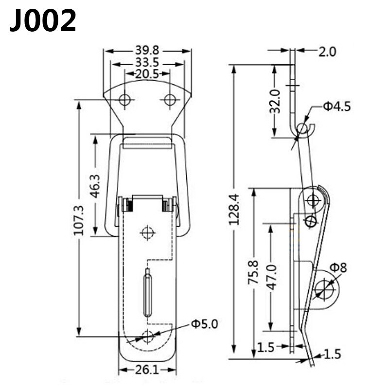 4Pcs/Lot Stainless Steel Hasp Spring Locking Latch Toolbox Chest Toggle Catch Clasp Box Hinges Furniture Hardware Accessories: 4Pcs J002