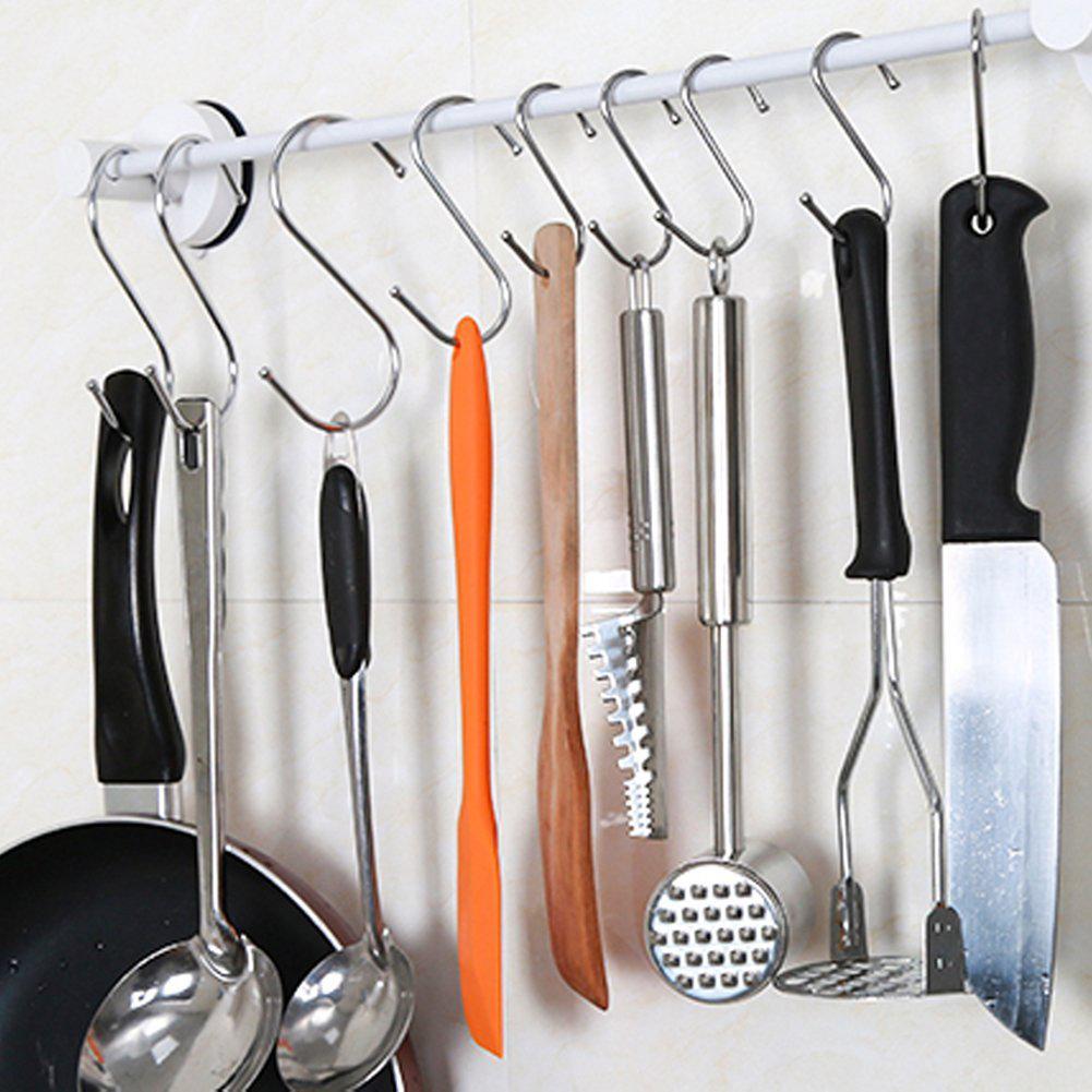Gancho en forma de S para colgar en la barandilla de la cocina, ganchos de acero inoxidable para colgar ropa, bolso, 10 Uds.