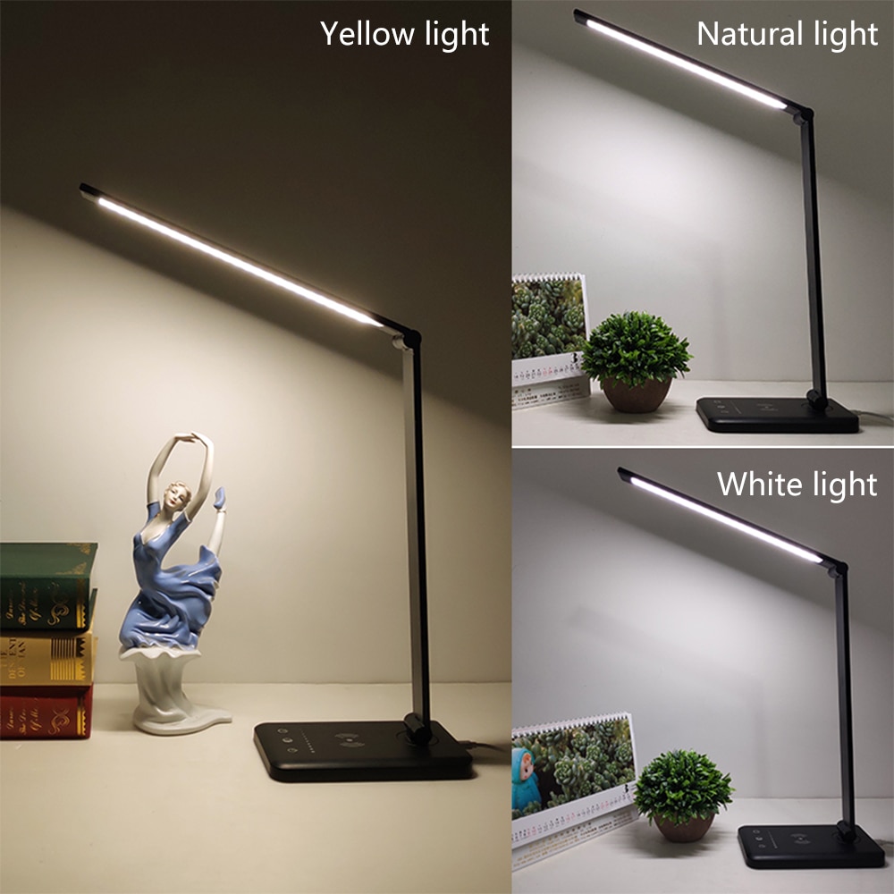 3 in1 trådløs oplader led skrivebordslampe luminaria multifunktion led bordlampe touch bordlampe til iphone airpods samsung huawei