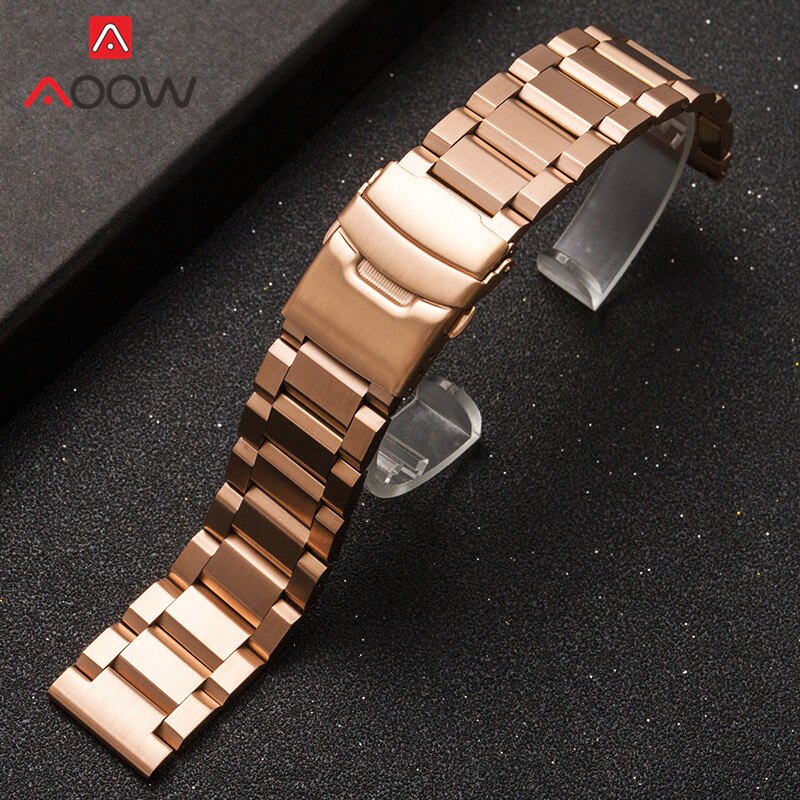 18 19 20 21 22mm 23mm 24mm 25mm Solid Stainless Steel Strap Watchband Metal Folding Buckle Replacement Band Watch Accessories: Pink / 18mm