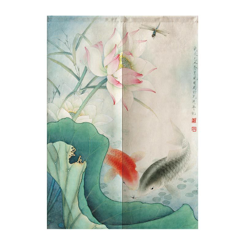 Rideau Feng Shui de porte en Lotus | rideau chinois de porte, salon Restaurant cuisine demi-rideau: 4 / 85x150cm