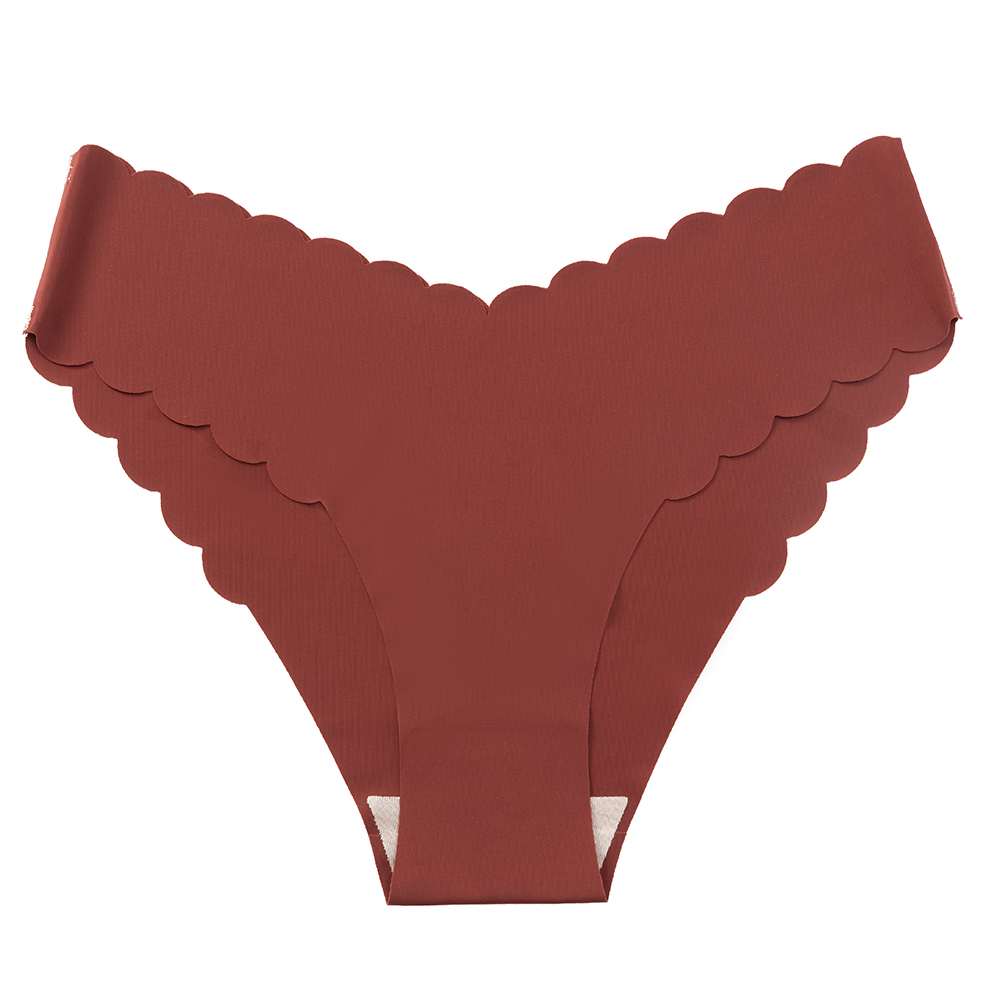 Lenjerie intimă pentru femei, chiloți de mătase fără cusături, cu talie joasă, bikini sexy, slipuri, margini ondulate solide, lenjerie intimă moale: Xs (vechi) / Burgundia