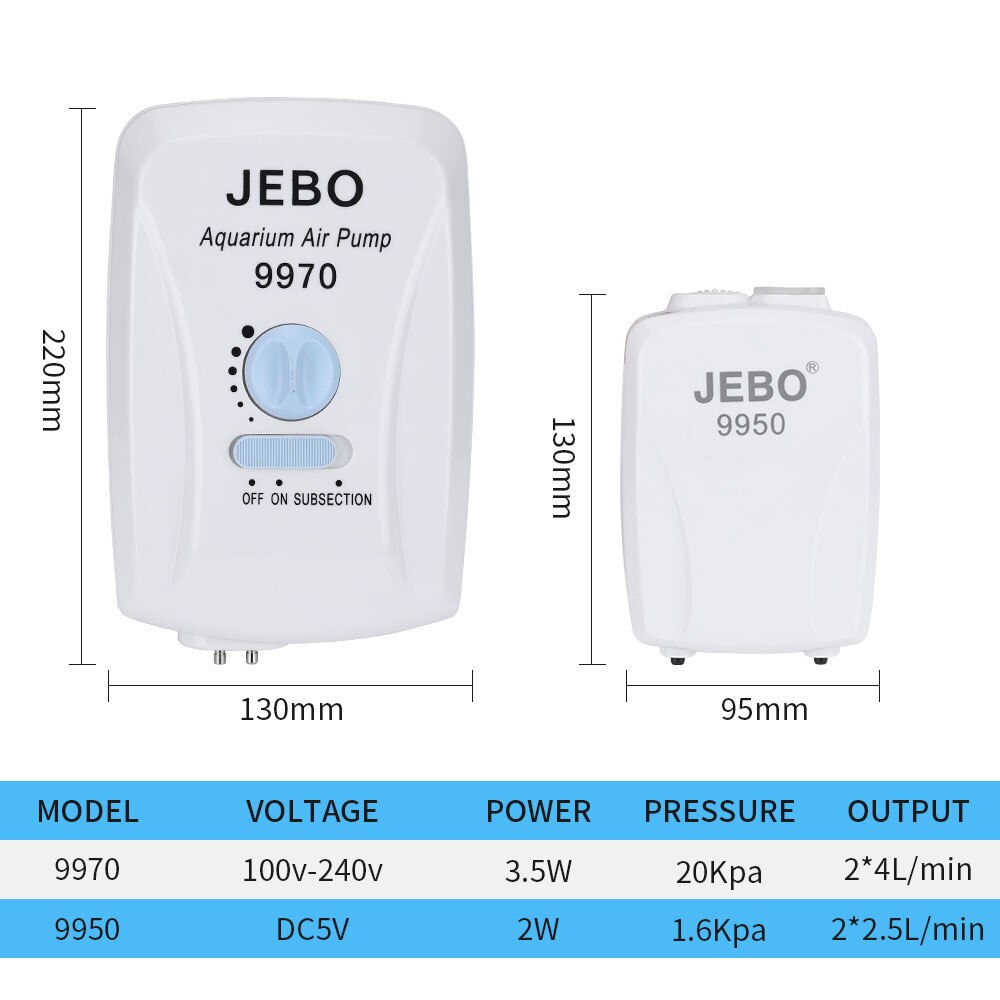JEBO AC and DC Dual-purpose Oxygen Pump Lithium Battery Rechargeable Oxygen Pump 9970/9950 Outdoor Fishing USB Charging