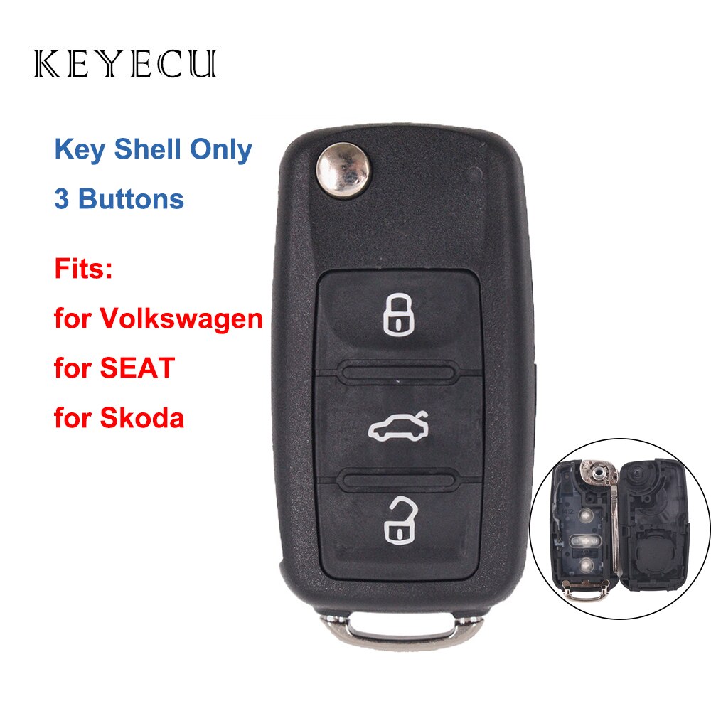 Keyecu Voor Volkswagen Seat Skoda Octavia Citigo Arosa Vervanging Afstandsbediening Sleutel Shell Case Fob Cover Behuizing