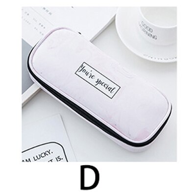 Estuche multifuncional de Pu para lápices, caja de papelería de gran capacidad sencilla para estudiantes, en blanco y negro, caja de almacenamiento con cremallera simple: D