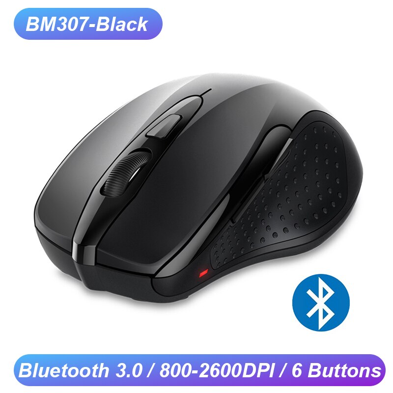 TeckNet bezprzewodowa mysz optyczna komputerowa mysz Bluetooth 2600DPI 2.4G bezprzewodowa mysz Bluetooth ergonomiczne myszy do laptopa/tabletu: BM307 Black
