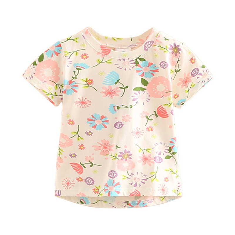 Sommer 2 3 4 5 6 7 8 9 10 år bursdagsklær for barn og #39 år med kortermet fargerike blomster blomster, baby jente t-skjorte topper: 10