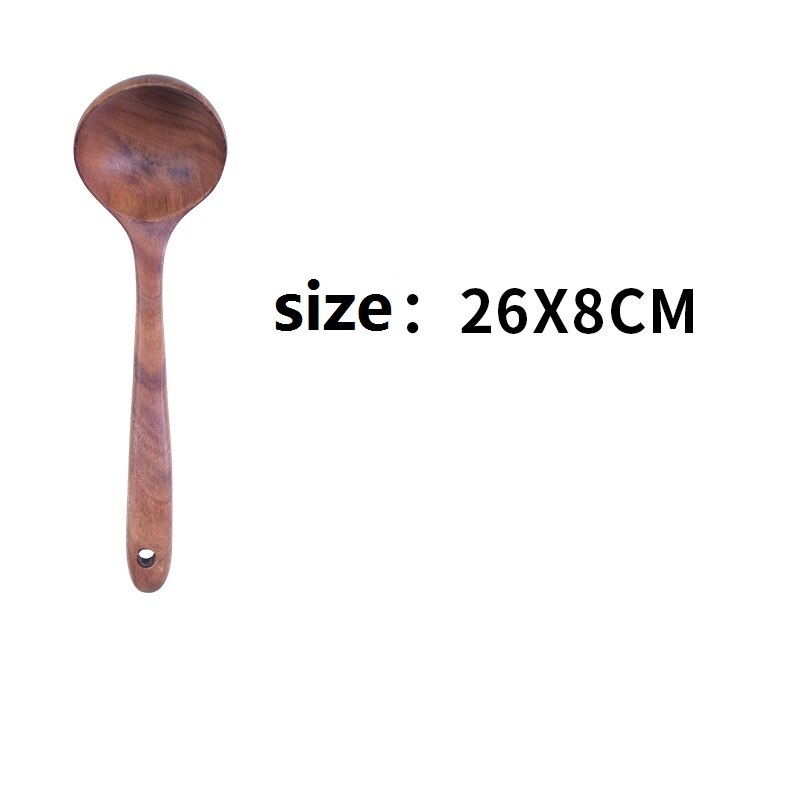 Fett thai teak köksutrustning köksredskap värmebeständigt kök non-stick köksredskap bakverktyg kök träsked: Yz213-5