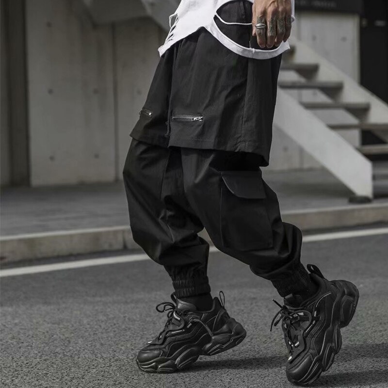 HOUZHOU Black Goth Punk Pants Men Joggers Punk Rave Gothic Trousers Male Techwear Autumn Japanese Streetwear Hip Hop Spliced