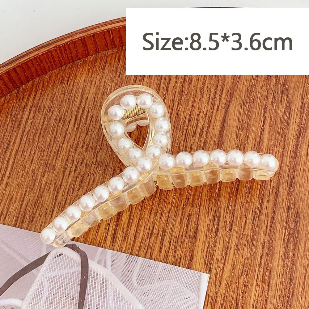 Las mujeres pelo Clips hueco tiburón pulpo Clip geométrica horquilla con perlas gran elegancia broche para peluquerías accesorios para el cabello: Cross pearls