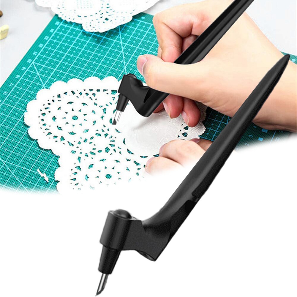 Craft Cutting Tools 360 Rotating Blade Paper-Cutter Wear-Resisting DIY Art Cutting Pen Craft Safety Steel Cutter Paper Knife: Black