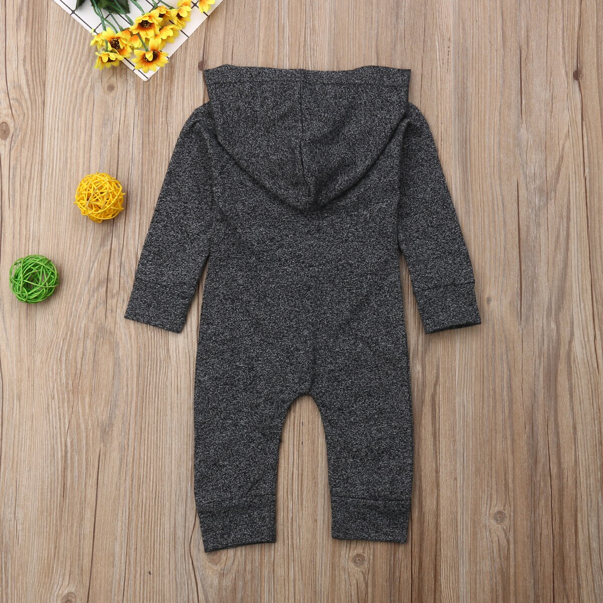 Baby Hoodie Romper Long Sleeves Comfortable Solid Button Jumpsuit Newborn Boy Girl Outfit