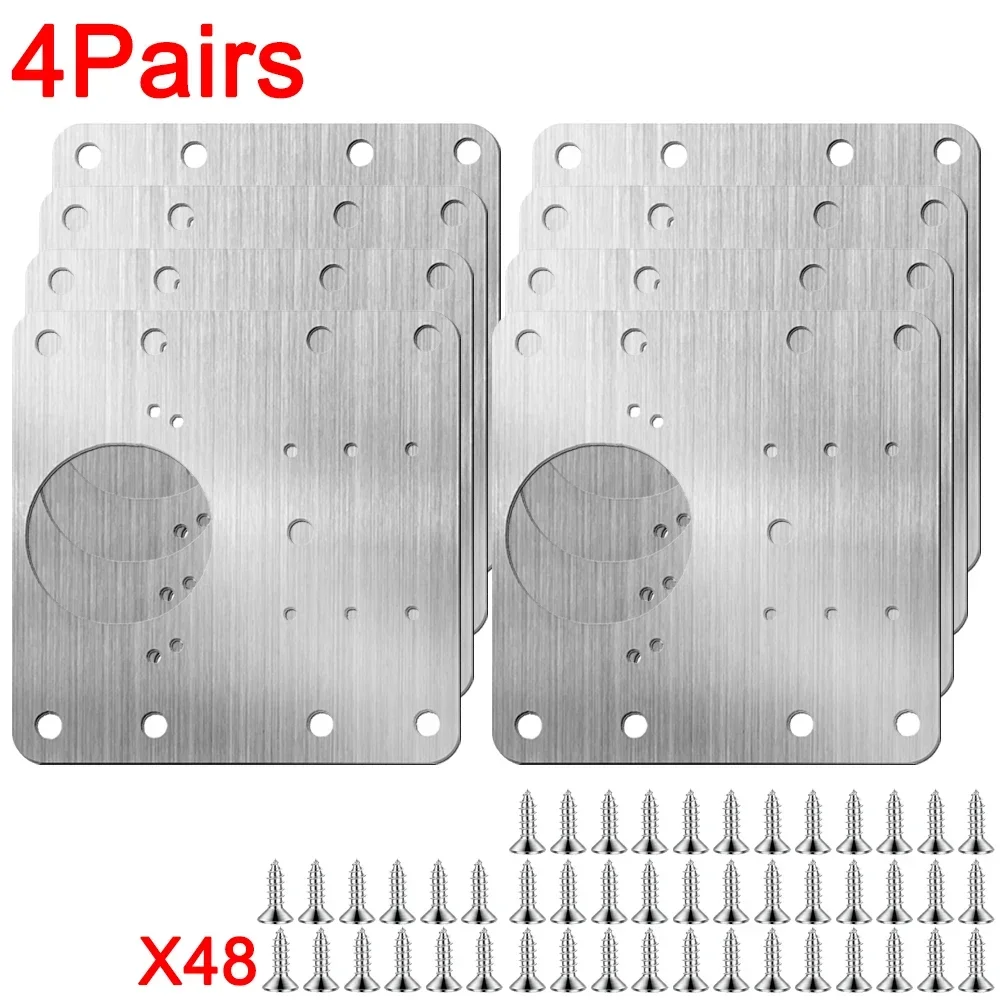 20/2Pcs Cabinet Hinge Repair Plate Kits Stainless Steel Kitchen Cupboard Door Hinge Mounting Plate With Holes Fixing Brackets: DEEP BLUE