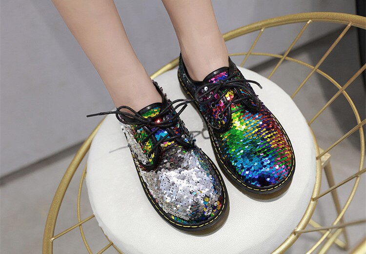 Whitney wang lente stijl bling bling pailletten flats dames stijlvolle oxfords schoenen