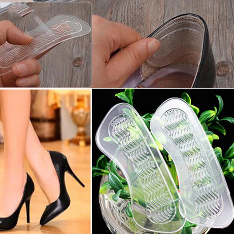 Plantillas de silicona antideslizantes para zapatos, almohadillas de tacón alto invisibles para talón y talón, 1 par