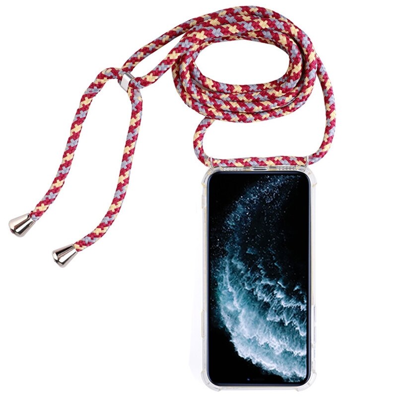 A quattro Angoli Anti-Caduta Trasparente TPU Cassa Del Telefono Mobile Con La Cordicella per il iPhone 11 Pro Max: Red Strips