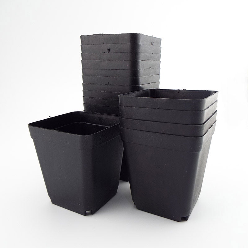 8*7*5 cm plantkrukor plast blomkrukor små fyrkantiga krukor för saftiga växter trädgård dekor svart