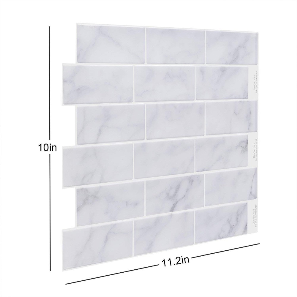 Carrara Subway Backsplash Tile peel and stick Self Adhesive Wall Decor Sticker DIY Kitchen Bathroom Home Vinyl Wallpaper 1 Sheet