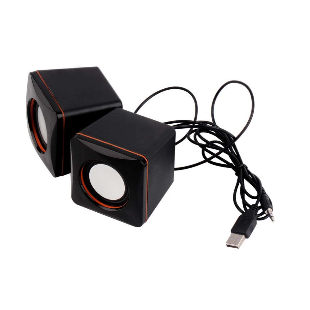 Mini Portable Plastic Wired USB Audio Square Music Player Speaker for iPhone For iPad MP3 MP4 Laptop PC Computer