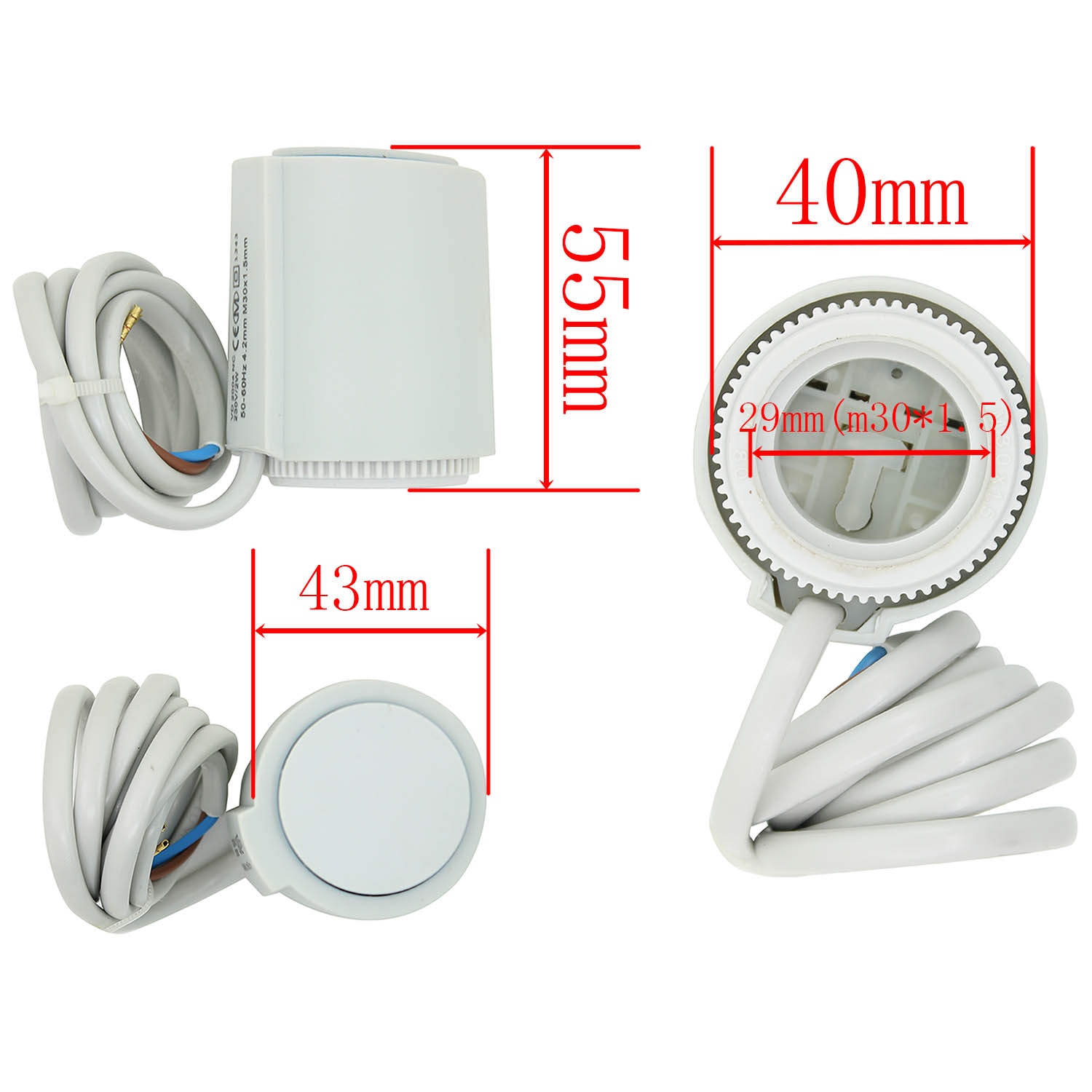 230V 24V Normally Closed Normally Open Electric Thermal Electric Actuator for Water Valves or Manifold in Floor Heating System