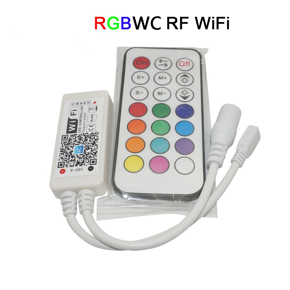 Mini trådlös wifi led rgb / rgbw controller rf fjärrkontroll ios/android smart telefon för rgbcw/rgbww rgb led strip ,dc12-24v