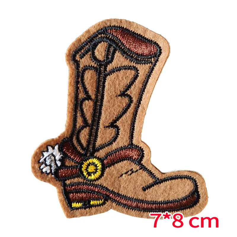 Boot Strijken Patch Embleem Kleding Jas Hoed Accessoires Badge Sticker Geborduurde Zon Cowboy Borduren Opstrijkpatches: Koper