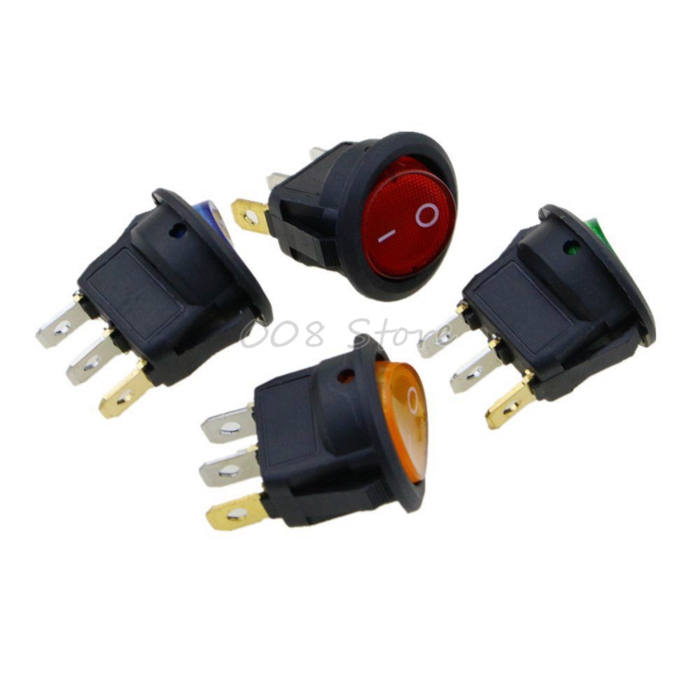 Optional Colors ON/OFF LED 12V 16A DOT ROUND ROCKER SPST TOGGLE SWITCH CAR BOAT LIGHT