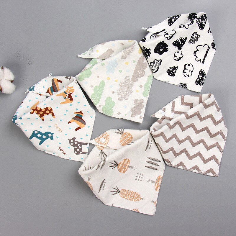 5Pcs Slabbers Driehoek Dubbele Katoen Bandana Slabbetjes Waterdichte Baby Jongens Meisjes Voeden Kiel Zuigeling Burp Doek Baby Speeksel handdoek: 5pcs Type d